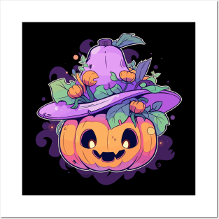 Kawaii Pumpkin Anime Cottagecore Men Kids Women Halloween Posters and Art